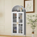 Metal Arched Storage Cabinet with Glass Doors - 73 inch
