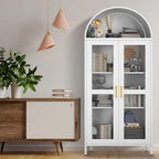 Metal Arched Storage Cabinet with Glass Doors - 73 inch