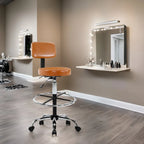 Faux Leather Drafting Stool - Height Adjustable with Backrest