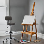 Faux Leather Drafting Stool - Height Adjustable with Backrest
