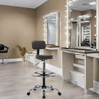 Faux Leather Drafting Stool - Height Adjustable with Backrest