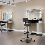 Faux Leather Drafting Stool - Height Adjustable with Backrest