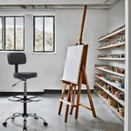 Faux Leather Drafting Stool - Height Adjustable with Backrest