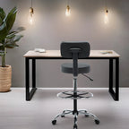 Faux Leather Drafting Stool - Height Adjustable with Backrest