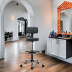 Faux Leather Drafting Stool - Height Adjustable with Backrest