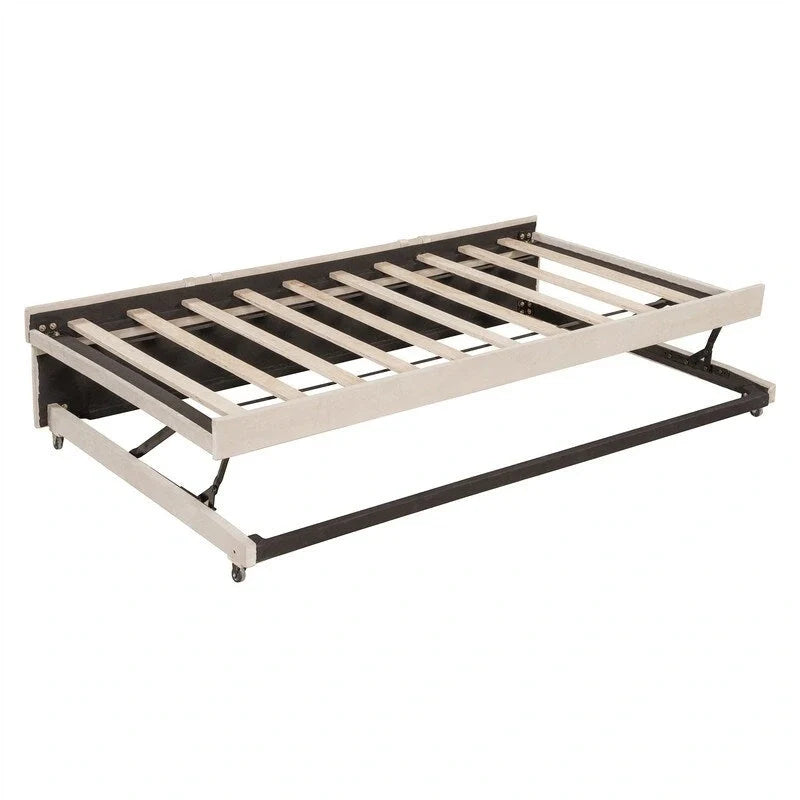 Upholstered Daybed with Pop-Up Trundle - Full Size - Striped Design