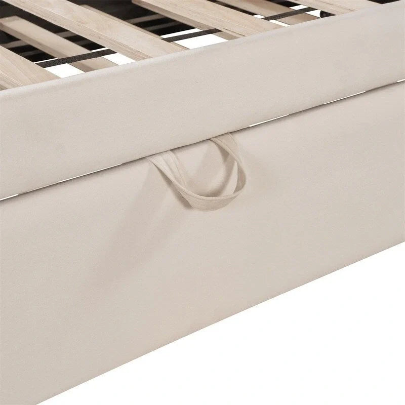 Upholstered Daybed with Pop-Up Trundle - Full Size - Striped Design