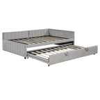 Upholstered Daybed with Pop-Up Trundle - Full Size - Striped Design