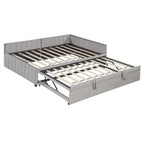 Upholstered Daybed with Pop-Up Trundle - Full Size - Striped Design