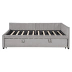 Upholstered Daybed with Pop-Up Trundle - Full Size - Striped Design
