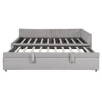 Upholstered Daybed with Pop-Up Trundle - Full Size - Striped Design