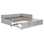 Upholstered Daybed with Pop-Up Trundle - Full Size - Striped Design