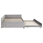 Upholstered Daybed with Pop-Up Trundle - Full Size - Striped Design