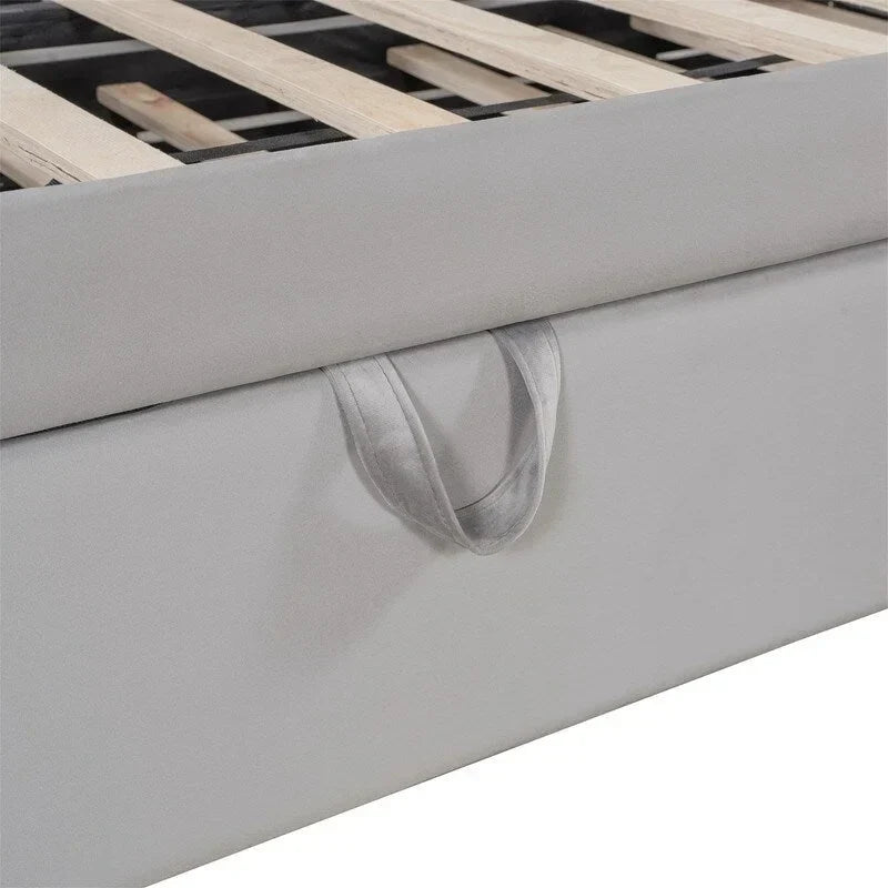 Upholstered Daybed with Pop-Up Trundle - Full Size - Striped Design