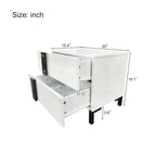 3-Piece Bedroom Set - White High Gloss - Queen Bed with LED & 2 Nightstands