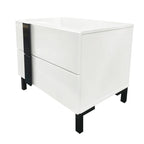 3-Piece Bedroom Set - White High Gloss - Queen Bed with LED & 2 Nightstands