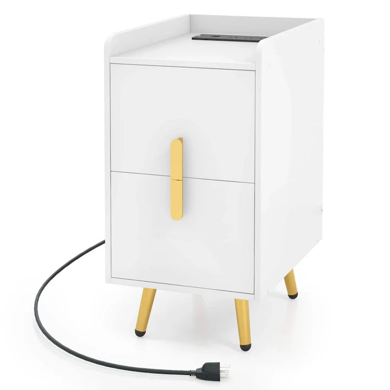 Nightstand with Charging Station - 2 Drawers