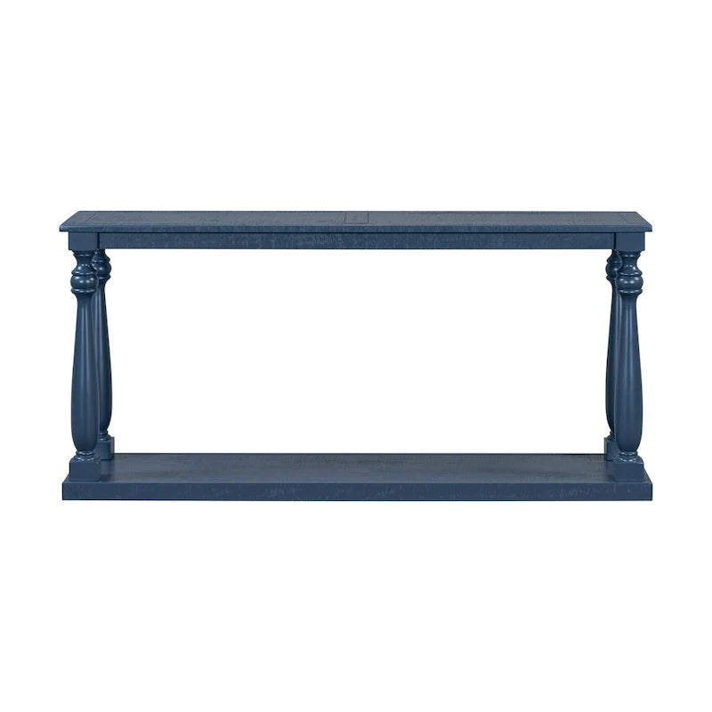 Natural Wood 63 Console Table with Vase-Leg Design