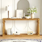 Natural Wood 63 Console Table with Vase-Leg Design