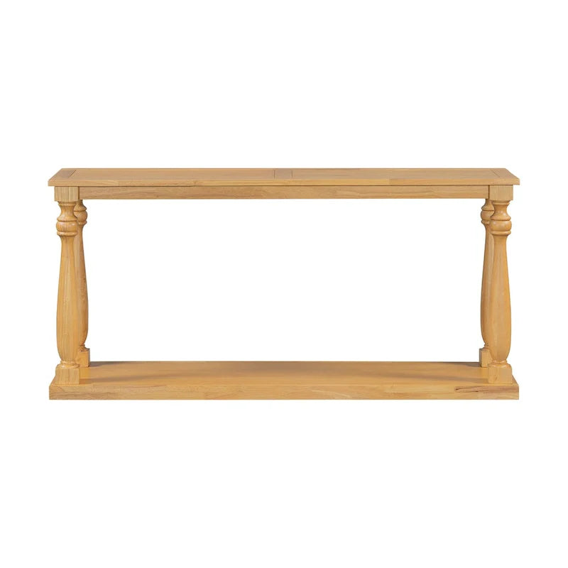 Natural Wood 63 Console Table with Vase-Leg Design