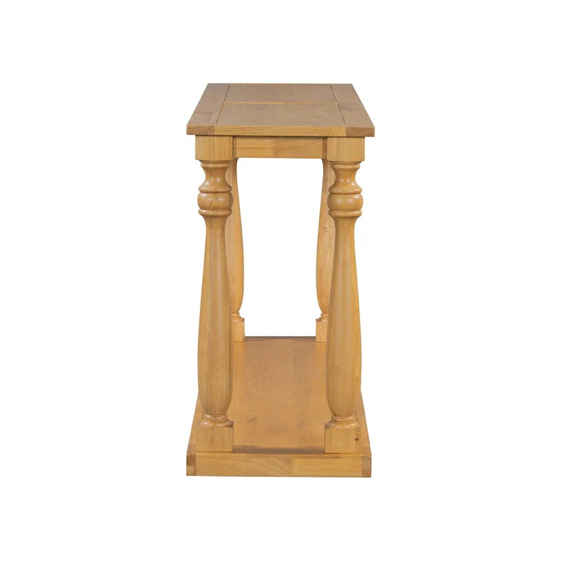 Natural Wood 63 Console Table with Vase-Leg Design