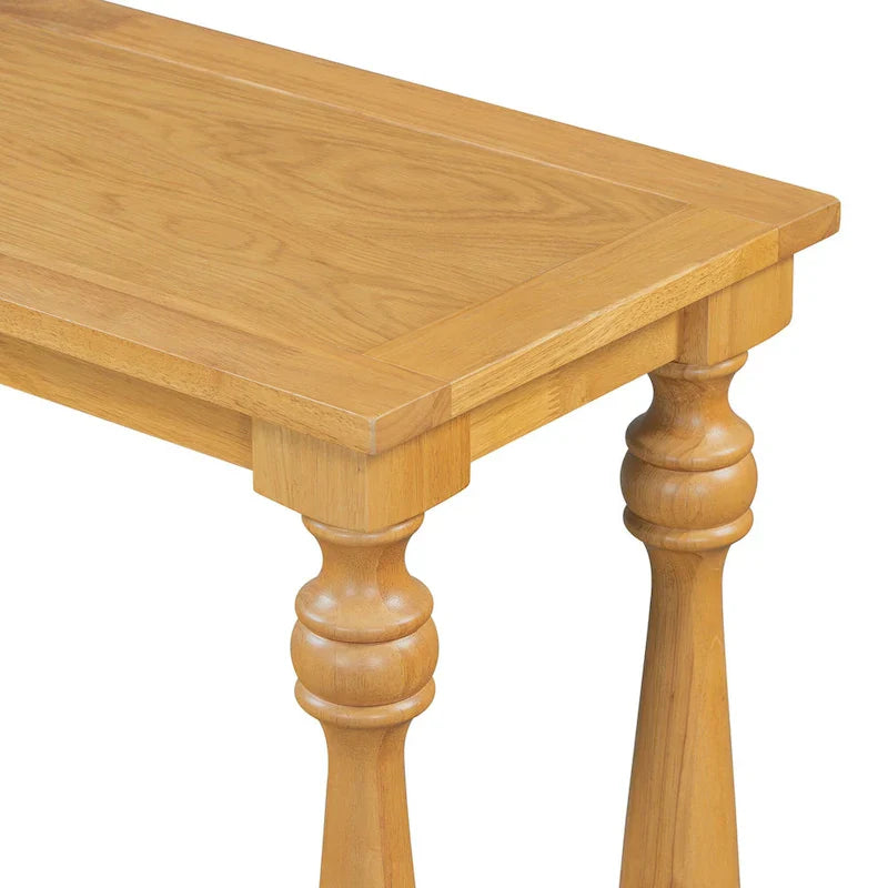 Natural Wood 63 Console Table with Vase-Leg Design