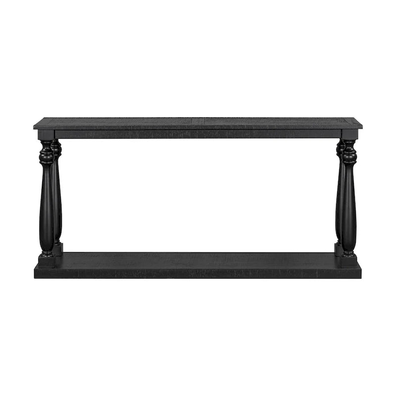 Natural Wood 63 Console Table with Vase-Leg Design