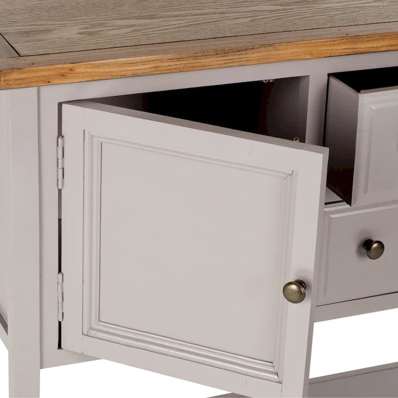 Oak Finish Storage Sideboard with Drawers and Cabinets
