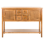Oak Finish Storage Sideboard with Drawers and Cabinets