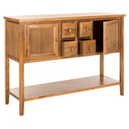 Oak Finish Storage Sideboard with Drawers and Cabinets