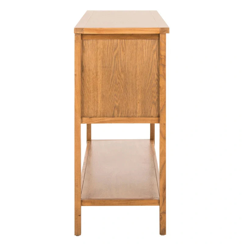 Oak Finish Storage Sideboard with Drawers and Cabinets