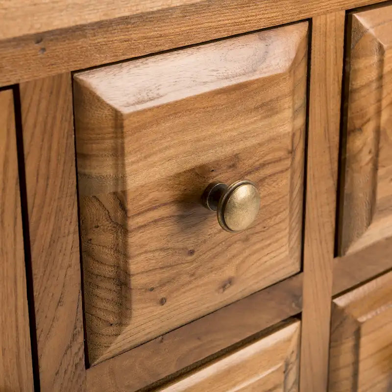 Oak Finish Storage Sideboard with Drawers and Cabinets