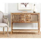 Oak Finish Storage Sideboard with Drawers and Cabinets