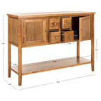 Oak Finish Storage Sideboard with Drawers and Cabinets