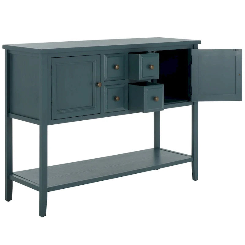 Oak Finish Storage Sideboard with Drawers and Cabinets