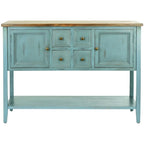 Oak Finish Storage Sideboard with Drawers and Cabinets