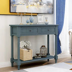 Espresso Wood Console Table with 2 Drawers and Bottom Shelf