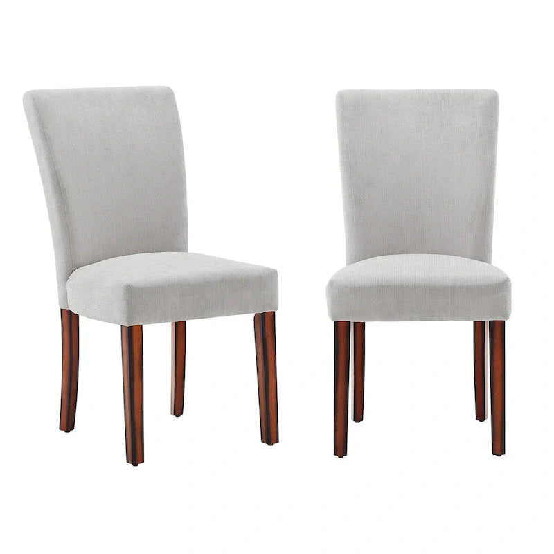 Chenille & Microfiber Upholstered Parsons Dining Chair, High Back, Set of 2