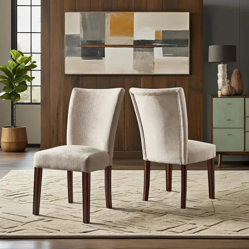Chenille Upholstered Dining Chairs Set of 2 - Espresso Legs