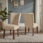 Chenille & Microfiber Upholstered Parsons Dining Chair, High Back, Set of 2