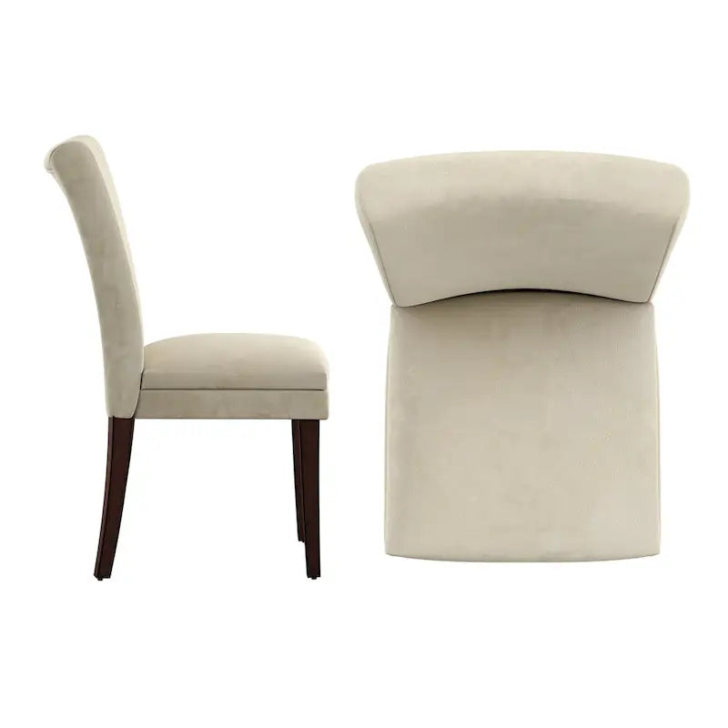 Chenille & Microfiber Upholstered Parsons Dining Chair, High Back, Set of 2