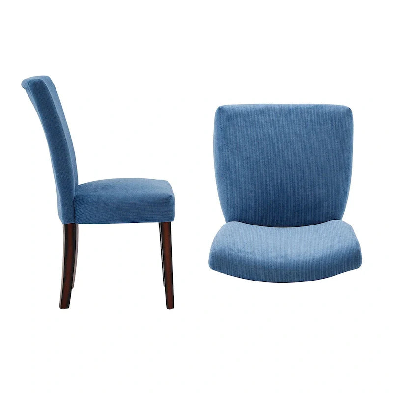 Chenille & Microfiber Upholstered Parsons Dining Chair, High Back, Set of 2