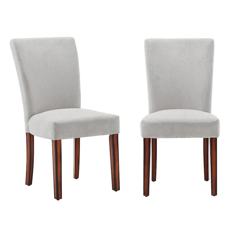 Chenille & Microfiber Upholstered Parsons Dining Chair, High Back, Set of 2
