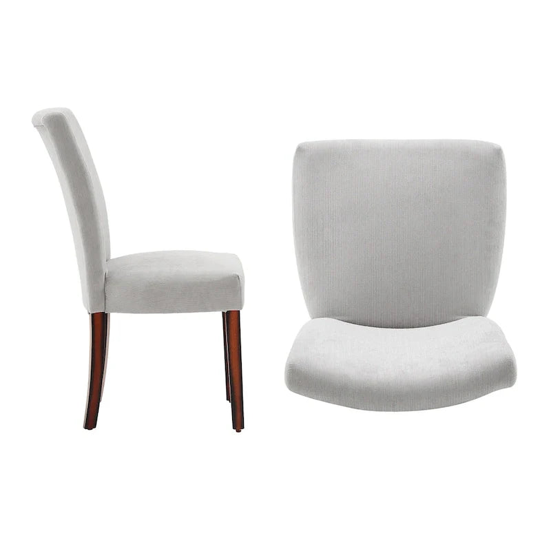 Chenille & Microfiber Upholstered Parsons Dining Chair, High Back, Set of 2