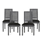 Beige / Gray / Black / Brown Cane Back Upholstered Dining Chair, Set of 4