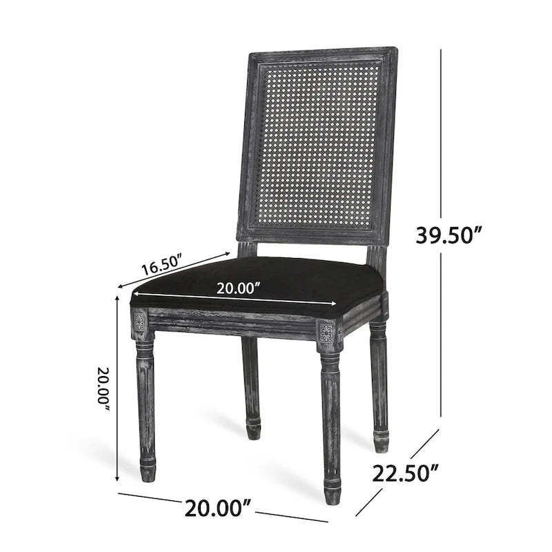 Beige / Gray / Black / Brown Cane Back Upholstered Dining Chair, Set of 4