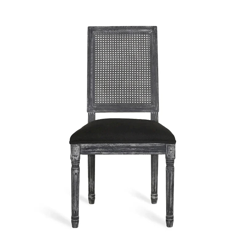 Beige / Gray / Black / Brown Cane Back Upholstered Dining Chair, Set of 4