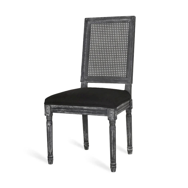 Beige / Gray / Black / Brown Cane Back Upholstered Dining Chair, Set of 4