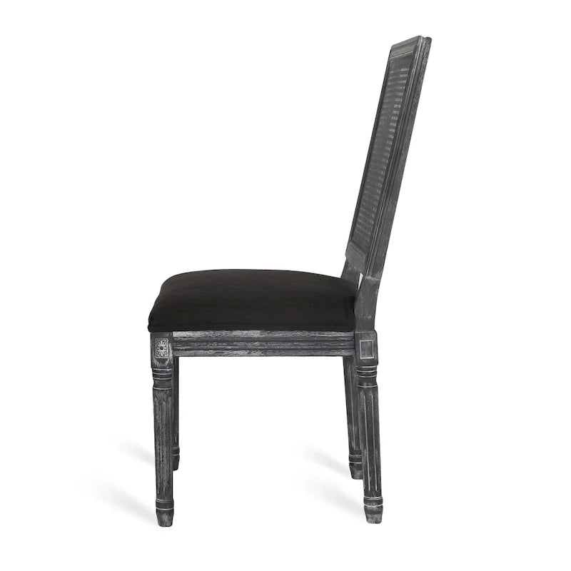 Beige / Gray / Black / Brown Cane Back Upholstered Dining Chair, Set of 4