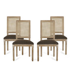 Beige / Gray / Black / Brown Cane Back Upholstered Dining Chair, Set of 4